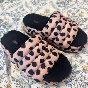 UGG Pink and Black Polka Dot Slippers